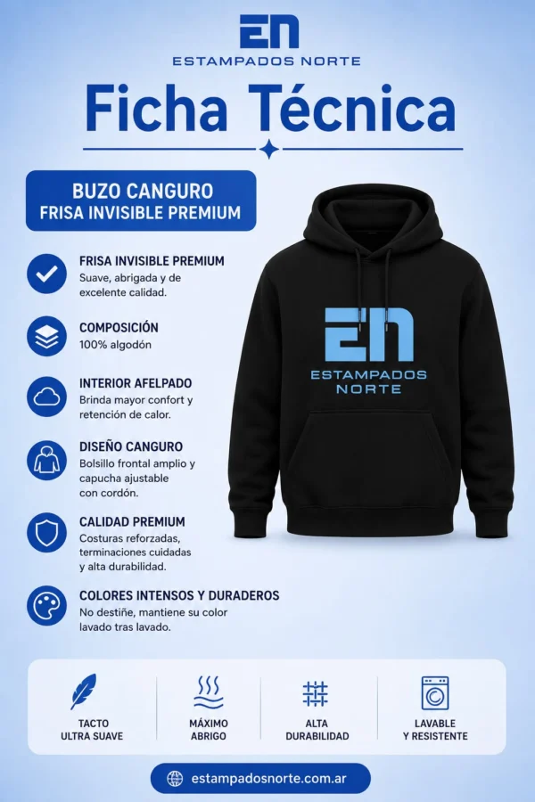 Buzo Canguro Personalizado Frisa Invisible FICHA